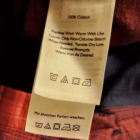 Eddie Bauer Classic Fit Long-Sleeve Red & Blue Plaid Flannel Shirt - Picture 7 of 7